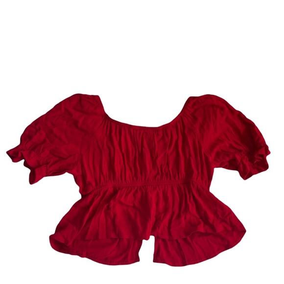Pacsun red women’s tie front open short sleeve blouse - Picture 2 of 3